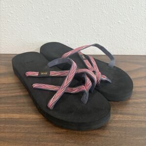Teva Sandals Womens 8 Olowahu Slip On Flip Flops 6840 Pink Fabric Strappy Mush